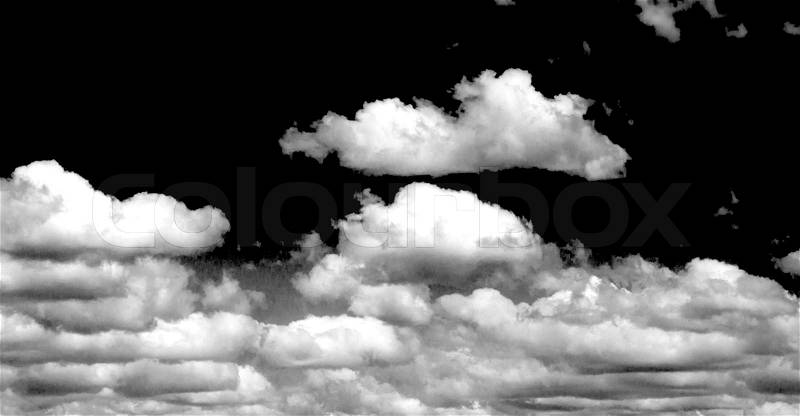 White clouds on black background, stock photo