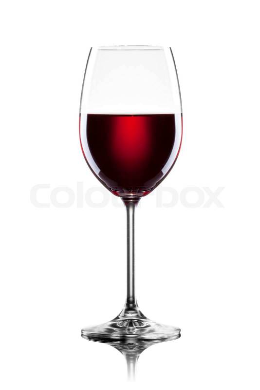 Red wine in glass isolated on white, stock photo
