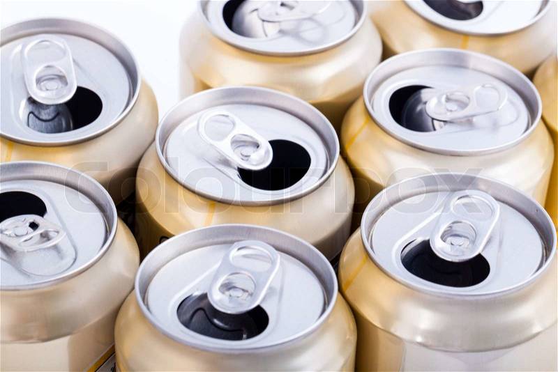 Aluminum beer cans, stock photo