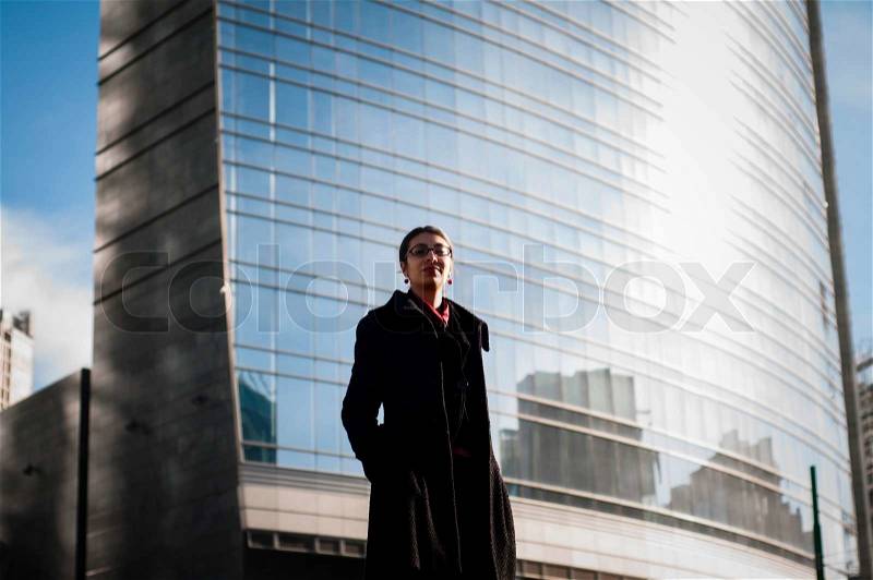 Success business girl in modern building, stock photo
