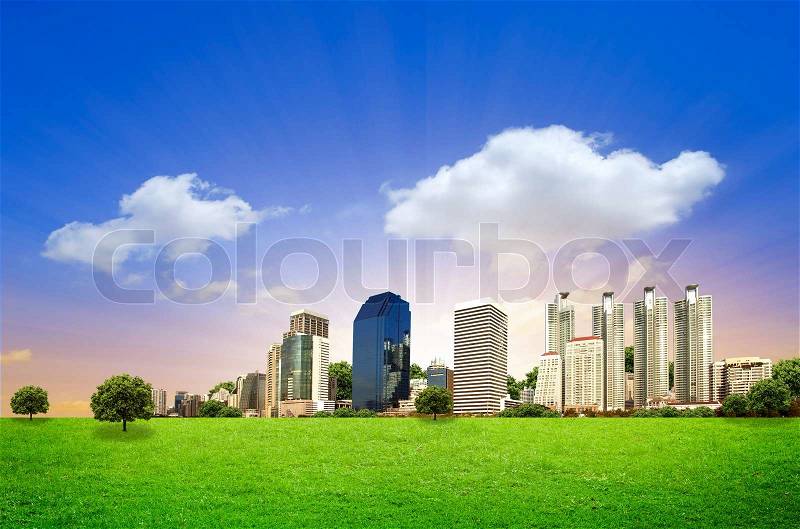 Urban City Skyline in the morning with space, stock photo