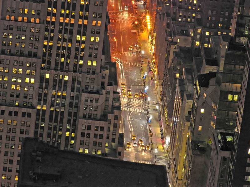 Night View of New York City from Empire State Building, stock photo