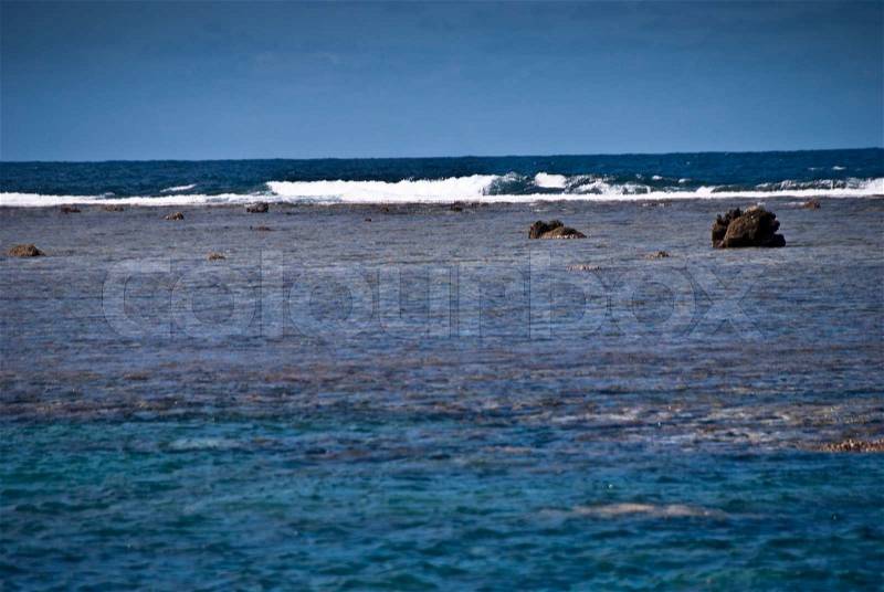 Surface of the Great Barrier Reef near Port Douglas, Australia, stock photo