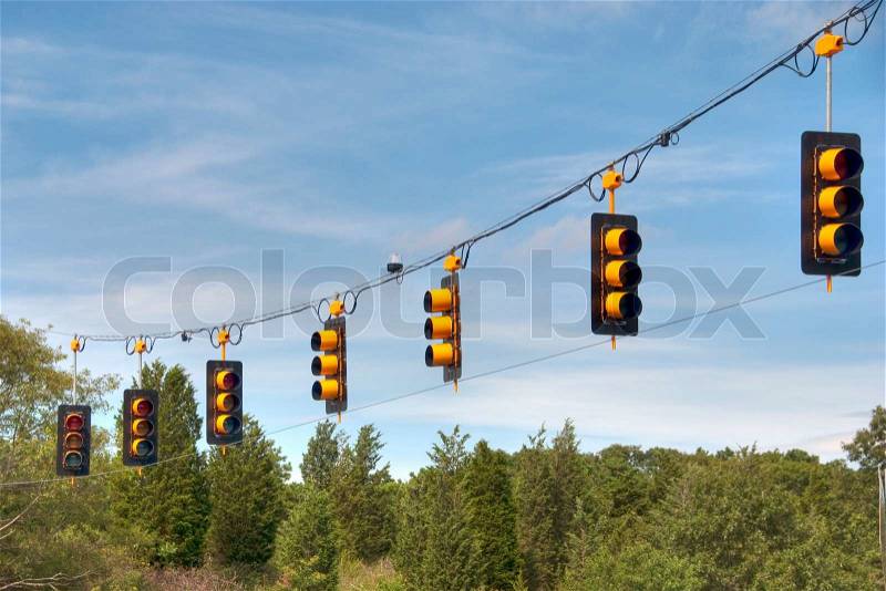 Street Lights in New York Countryside, stock photo