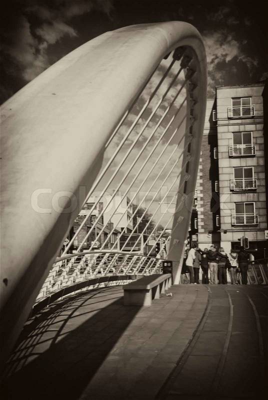 Dublin Bridge with Giant Arch, Ireland, stock photo