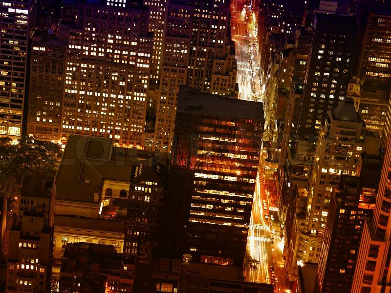 Night View of New York City from Empire State Building, stock photo