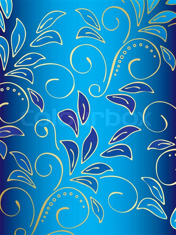 Blue floral background with gradient, stock photo