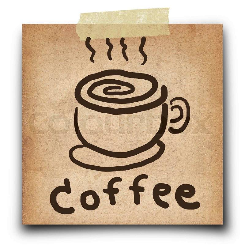 Coffee draw on the vintage grunge paper isolate on white background, stock photo