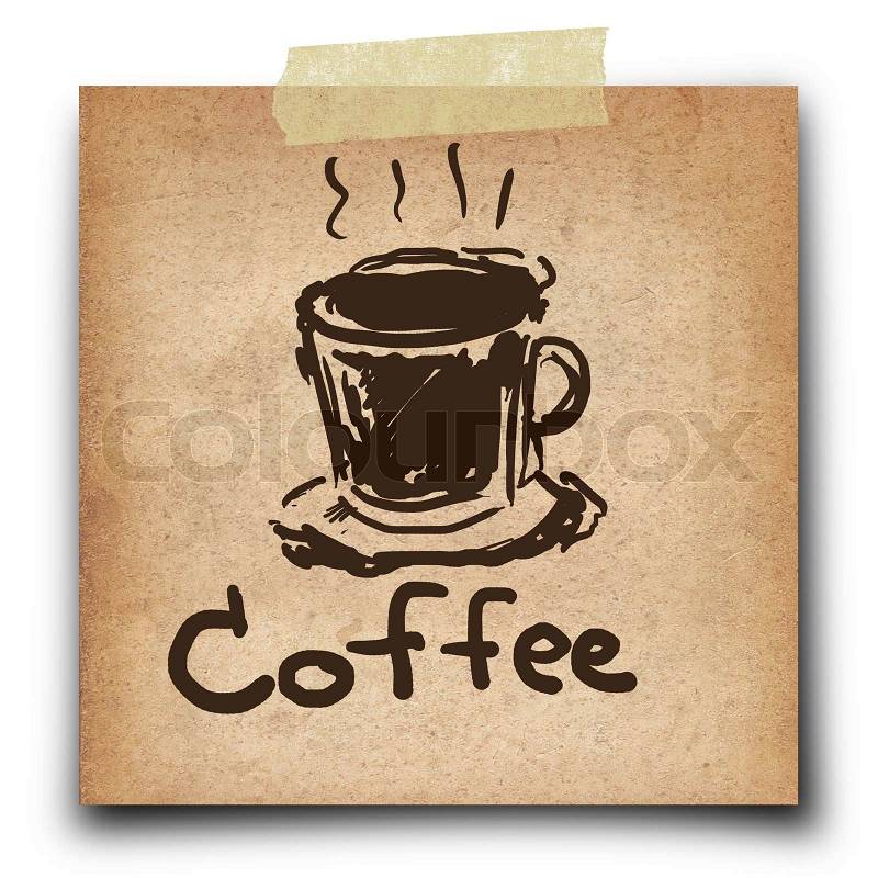 Coffee draw on the vintage grunge paper isolate on white background, stock photo
