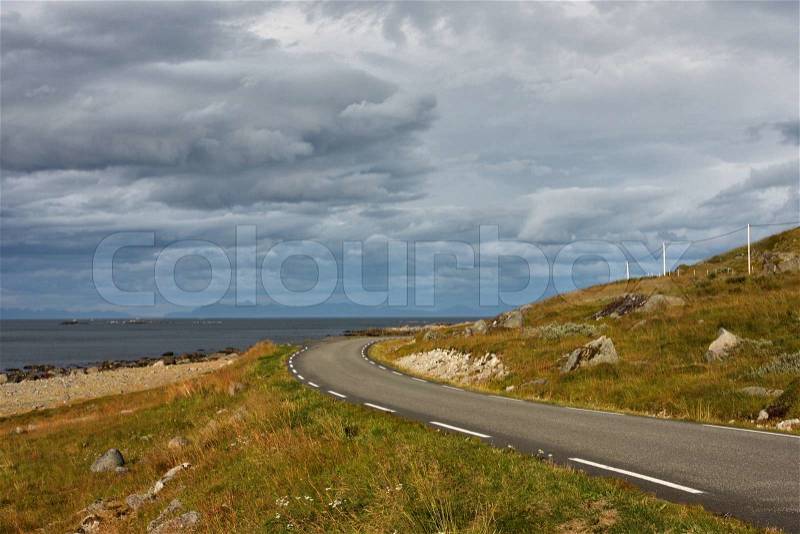 road along sea coastline , stock photo