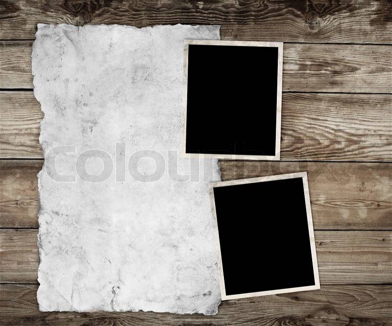 Vintage old paper with picture frames, stock photo