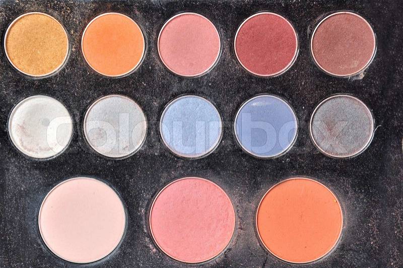 Palette of colorful eye shadows, stock photo