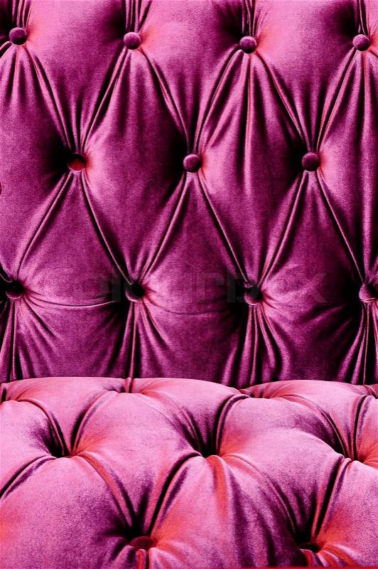 Detail of glamour violet sofa texture close-up, stock photo