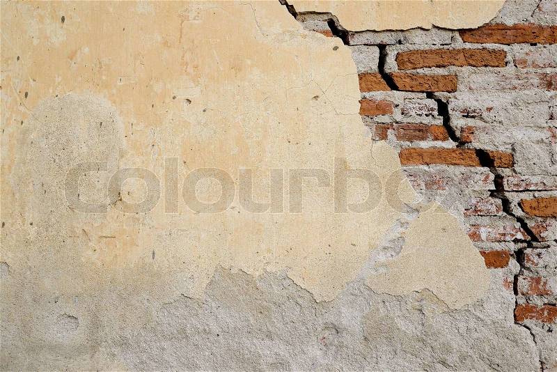 Texture of grunge brick wall is broken, stock photo
