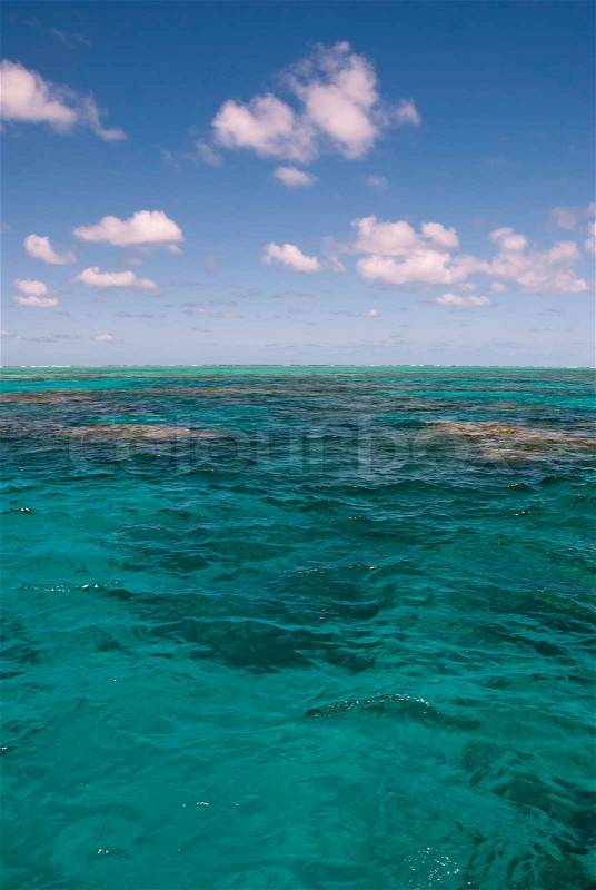 Surface of the Great Barrier Reef near Port Douglas, stock photo