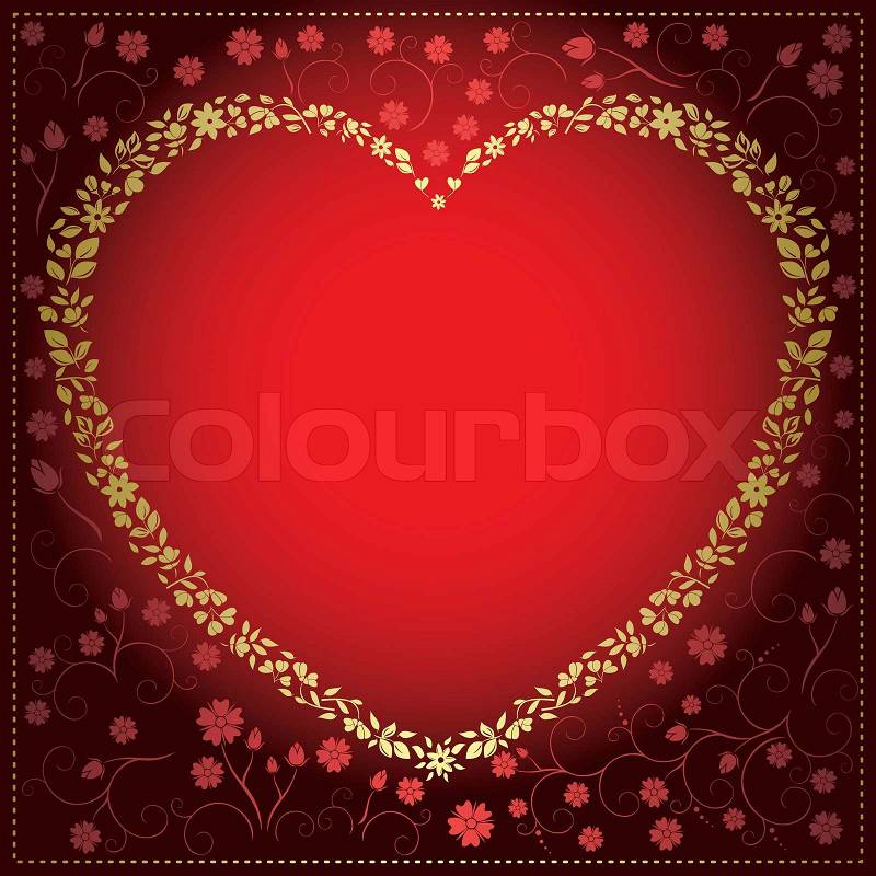 Red decorative card with heart - frame, stock photo