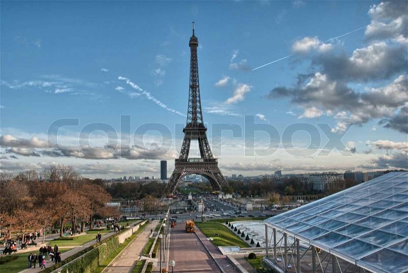 Paris. Beautiful view of Eiffel Tower in winter. La Tour Eiffel, stock photo