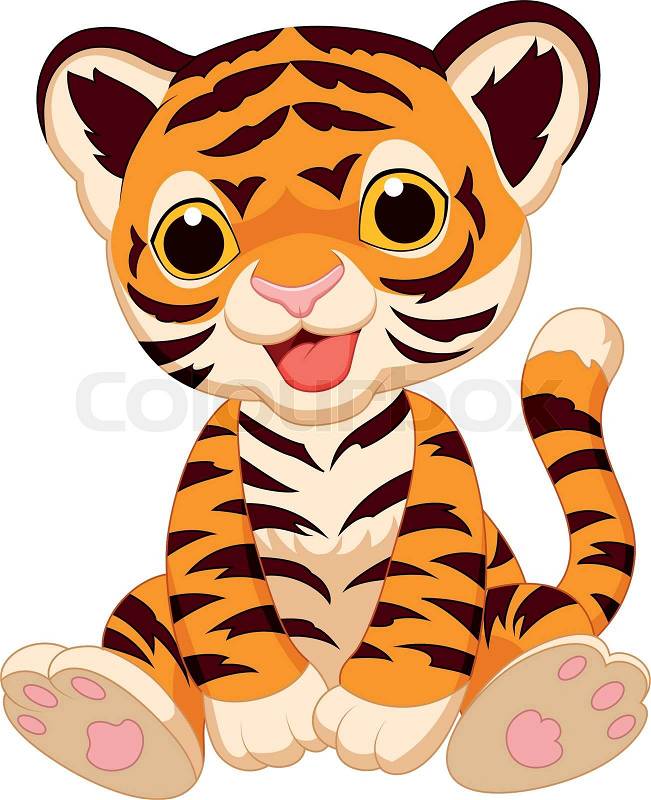 Vector illustration of Cute tiger cartoon  Vector  Colourbox