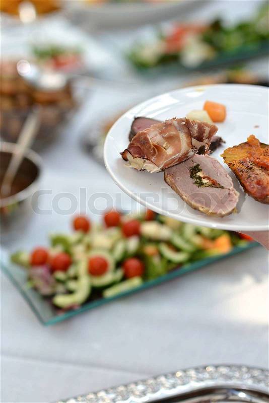 Buffet And Plate With Delicious Food Stock Image Colourbox