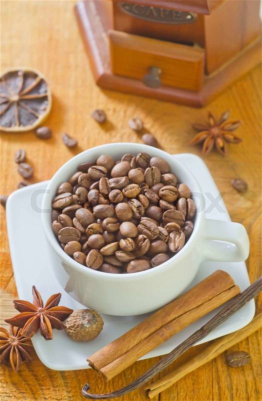 Coffee and aroma spice, stock photo