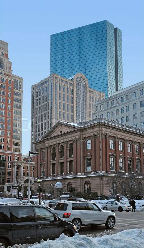 Boston city scenery at winter time, stock photo
