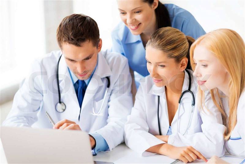 Picture of young team or group of doctors working, stock photo
