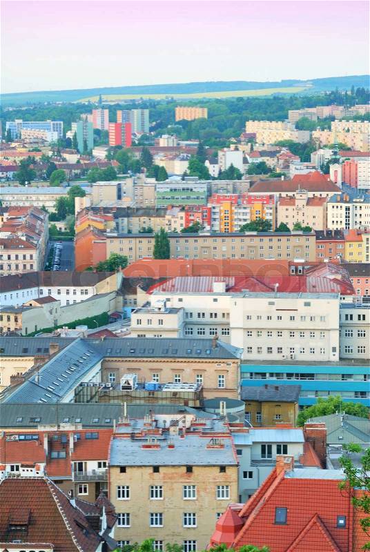 Various houses and streets in the city of Brno in Czech Republic, stock photo