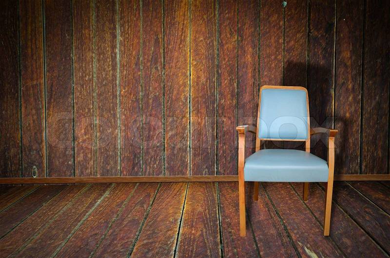 Photo of abstract grunge shabby interior with single chair, copyspace , stock photo