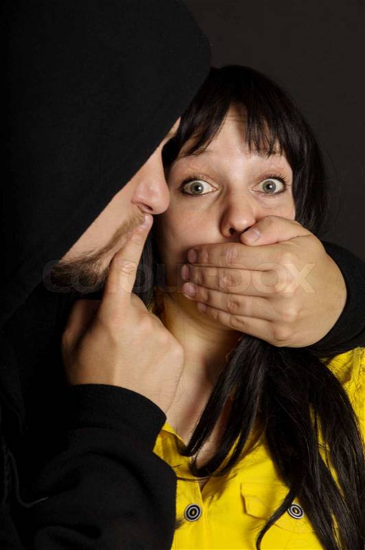 Offender says remain silent victim\'s mouth shut, stock photo