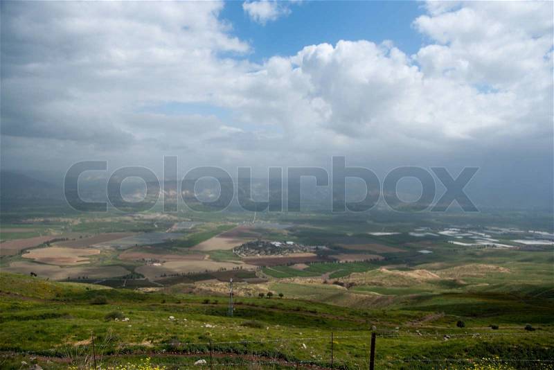 Hiking in Israel in Spring vacation tourism, stock photo