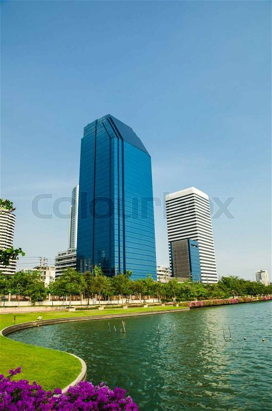Business area buildings in bangkok, stock photo
