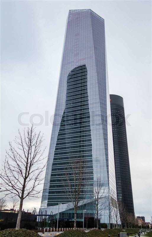 MADRID, SPAIN - MARCH 10 Cuatro Torres Business Area CTBA, in Madrid, Spain, on March 10, 2013. View of Glass Tower and PwC Tower skyscrapers, stock photo