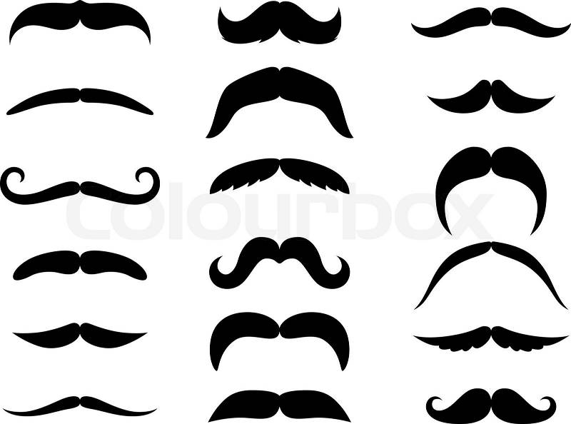 Black moustaches set isolated on white background  Stock 