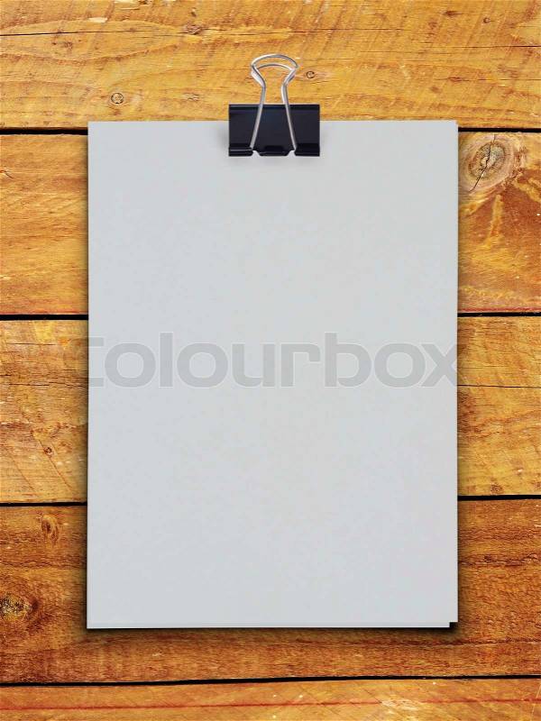 White blank paper with black clip, stock photo