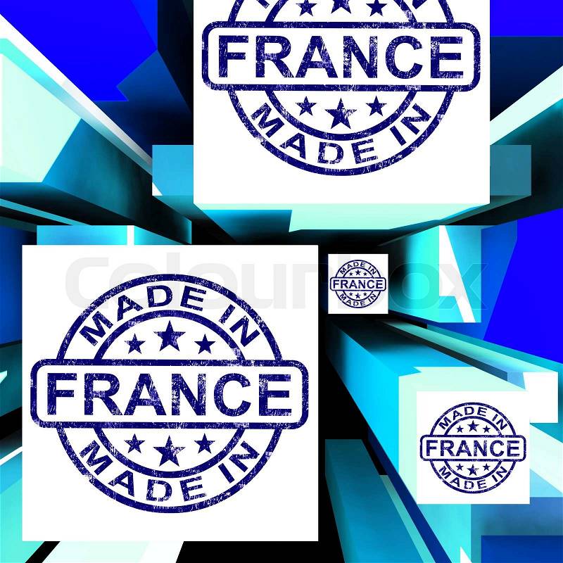 Made In France On Cubes Showing French Factories And Products, stock photo