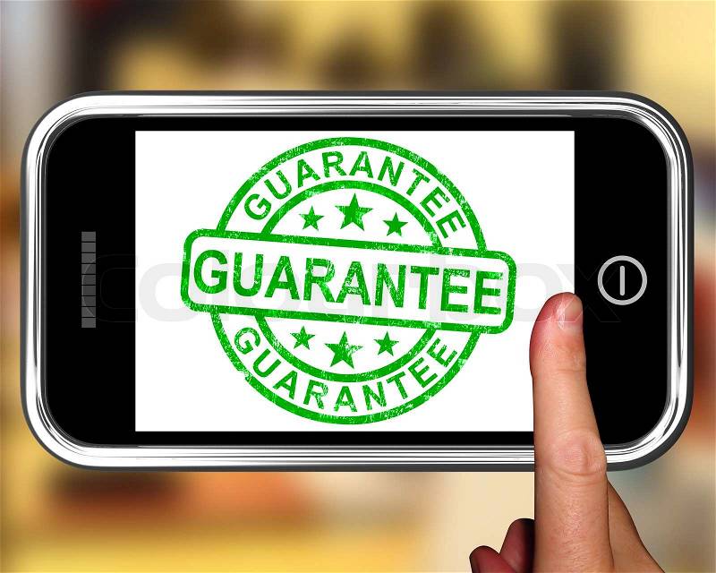 Guarantee On Smartphone Showing Satisfaction Guarantee Or Certificate, stock photo