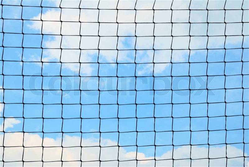 Simple sport safety net against a cloudy sky, stock photo