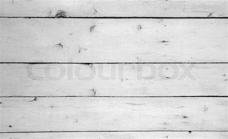 White wooden planks in rusric fence. White background of weathered painted wooden plank. , stock photo