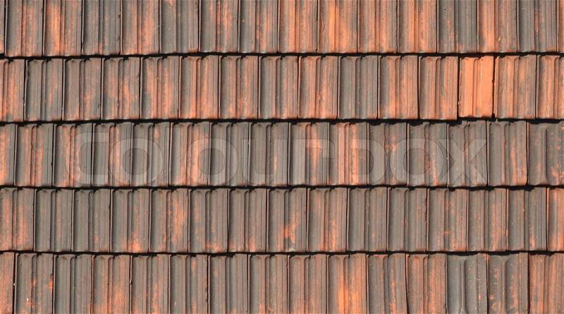 Old tile pantile for the roof as texture, stock photo