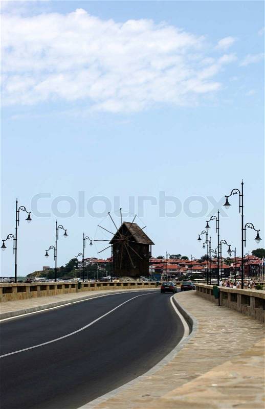 Nesebar, Bulgaria - 06/23/2013: People visit Old Town on June 23, 2013 day of Nessebar, Bulgaria. Nessebar in 1956 was declared as museum city, archaeological and architectural reservation by Unesco, stock photo
