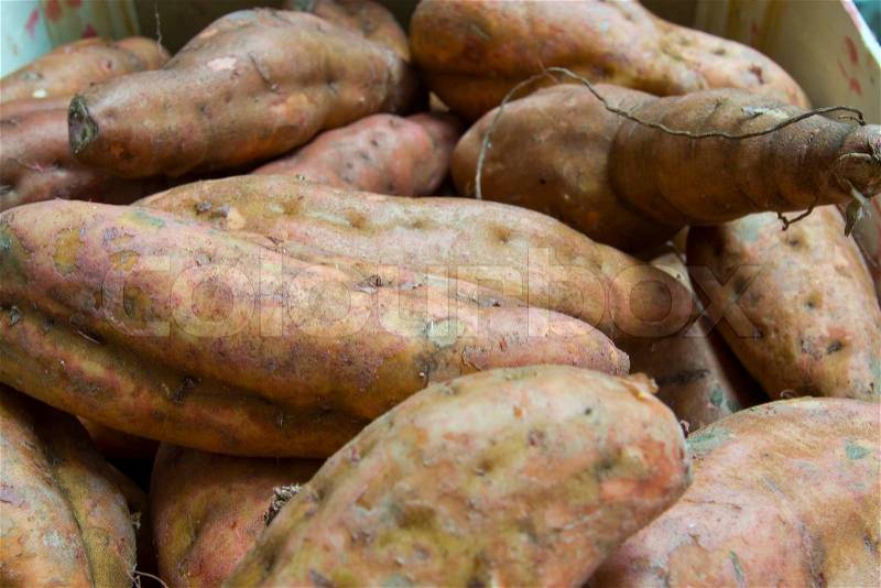 Baked sweet potatoes for roasting, stock photo