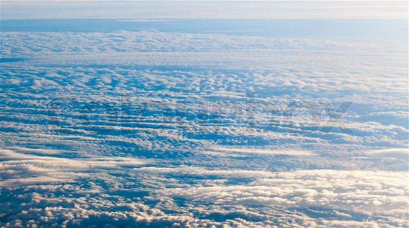 Clouds. Plane view from the window, stock photo