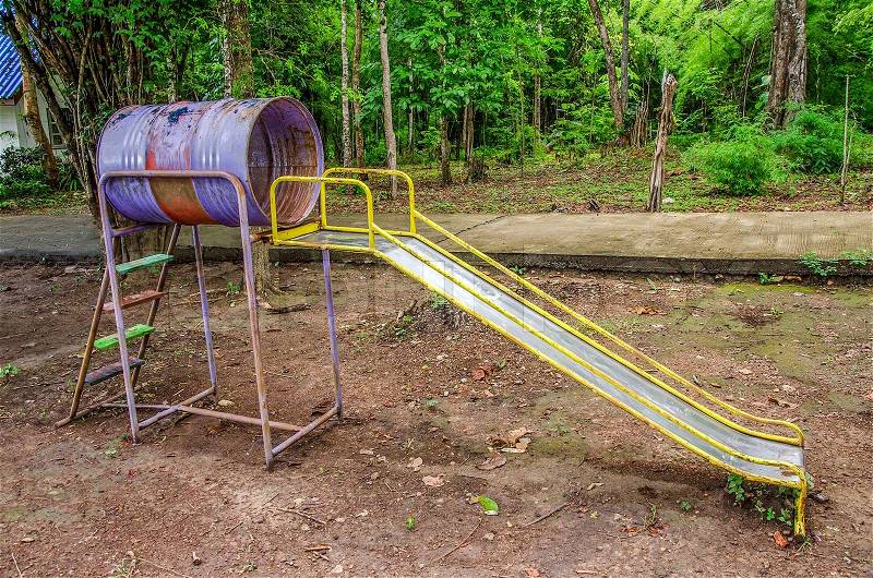 Old playground slide, stock photo