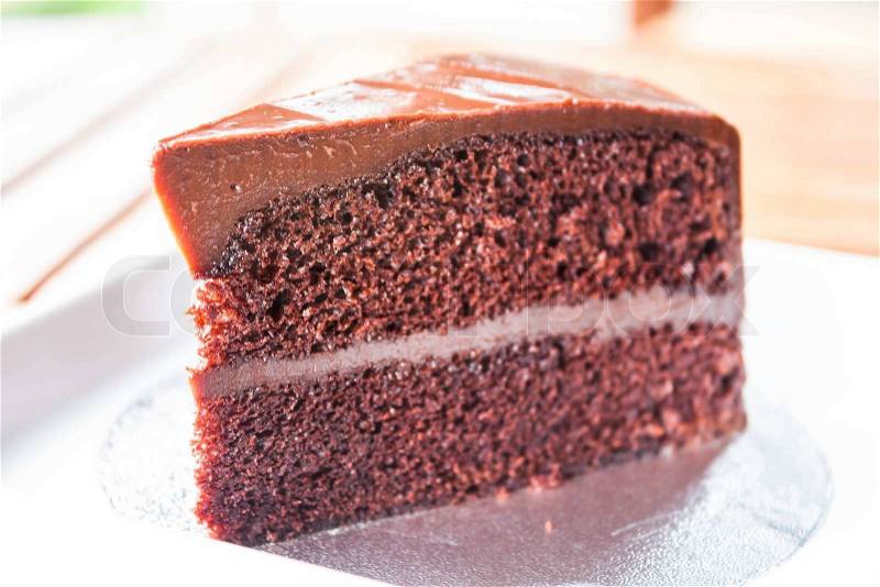 Part of chocolate chiffon cake up close, stock photo