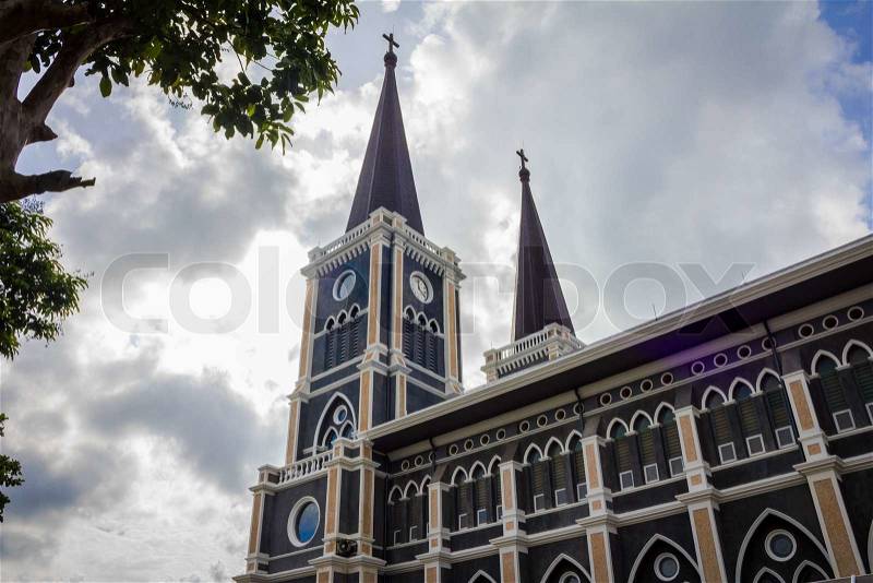Holy Trinity Church of Thailand in cloudy day, stock photo