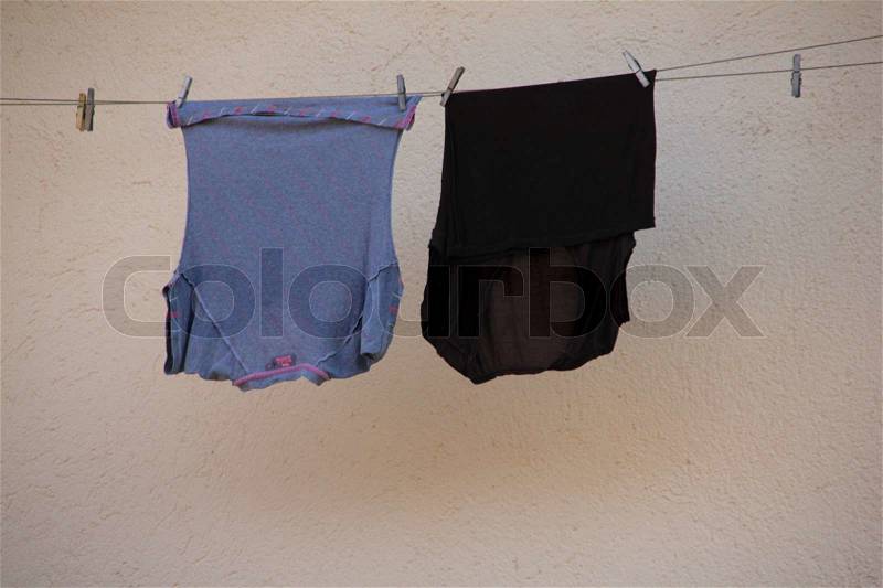 Drying clothes, stock photo