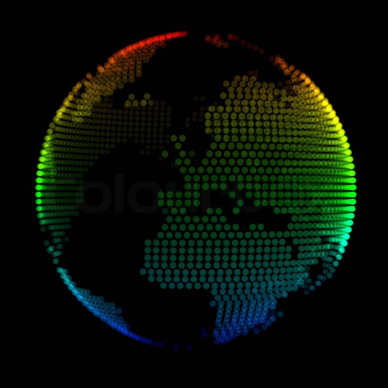 Colorful stylized planet Earth over black background, stock photo