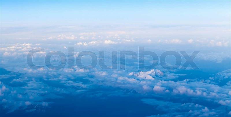 Clouds. Plane view from the window, stock photo