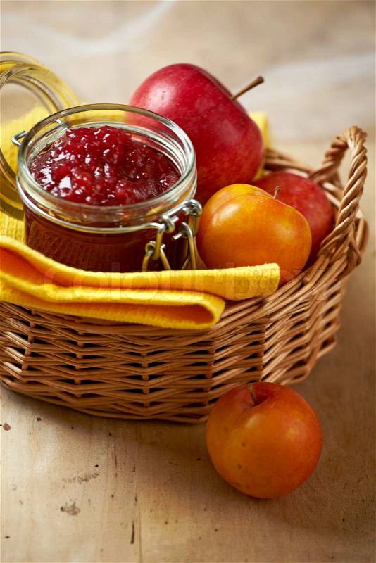 Apple and plum jam, stock photo
