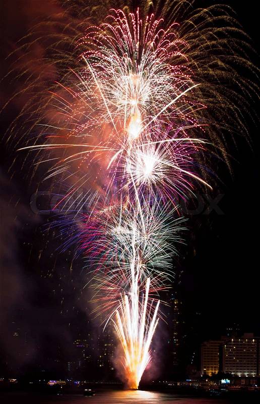 Colorful fireworks beautiful, stock photo